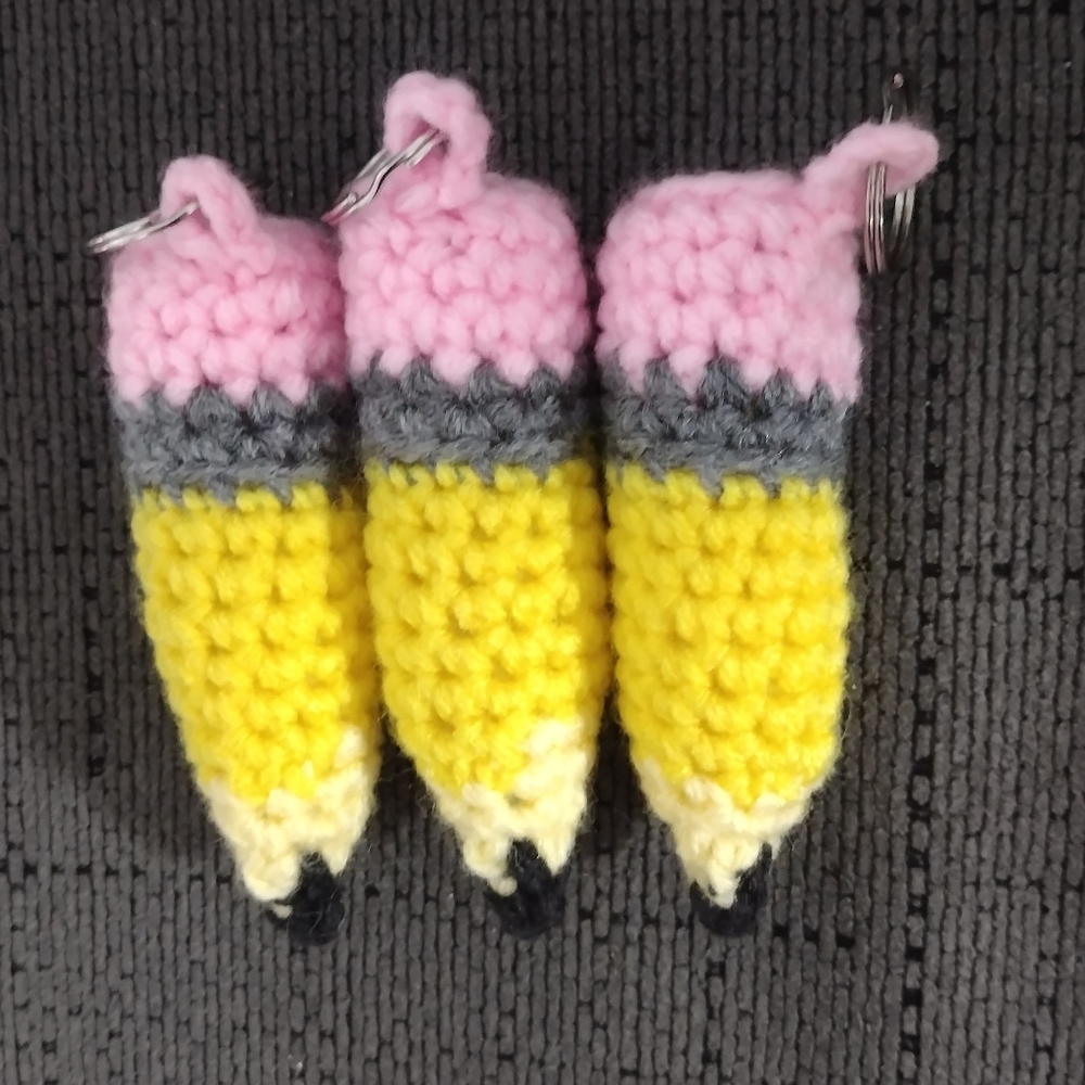 Handmade Crochet Pencil Keychain